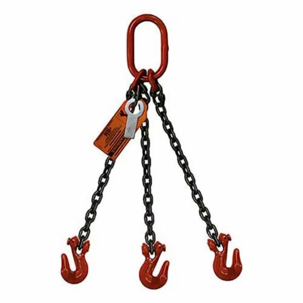 Three Leg Chain Slng, 5/8 in dia, 20ft L, Oblong Link to Grab Hook, 58,700lb Lmt, Hsi, Mfr#: 10TOG5/8-20